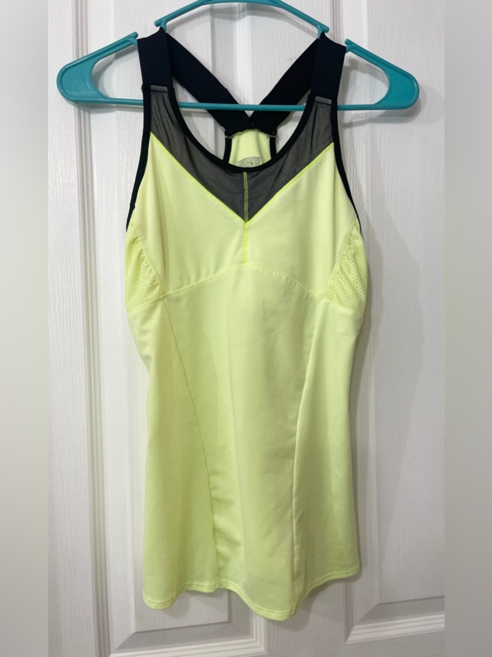 Lucky in Love Neon Yellow and Black Mesh Sport Tank